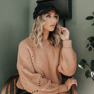 Tan latte cable knit lush sweater